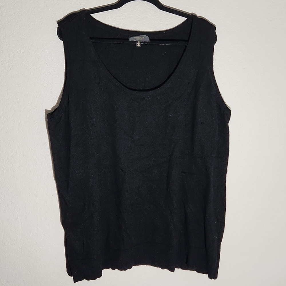 Twiggy London Womens Sweater Size 3X Sleeveless Black Angora Rabbit Fur Blend
